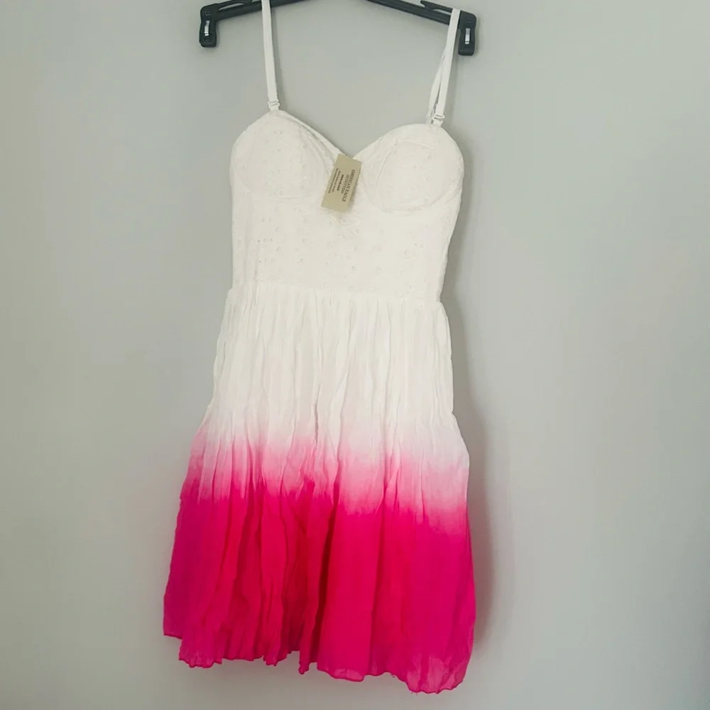 American Eagle Outfitters White and Pink Mini Dress